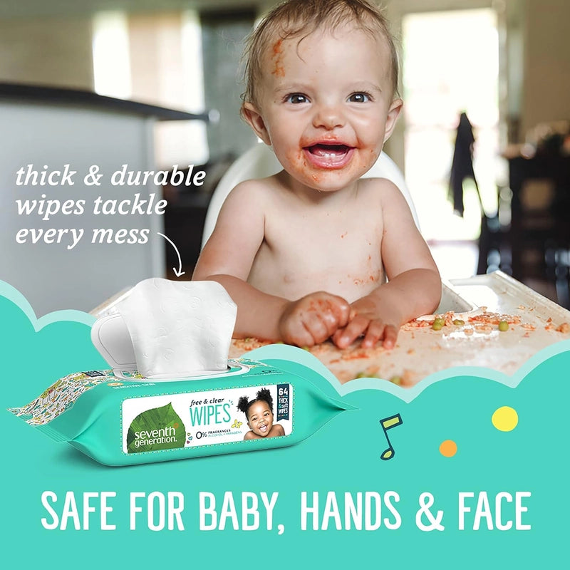 Seventh Generation Baby Wipes - Unscented (4 Pack-64 Count )