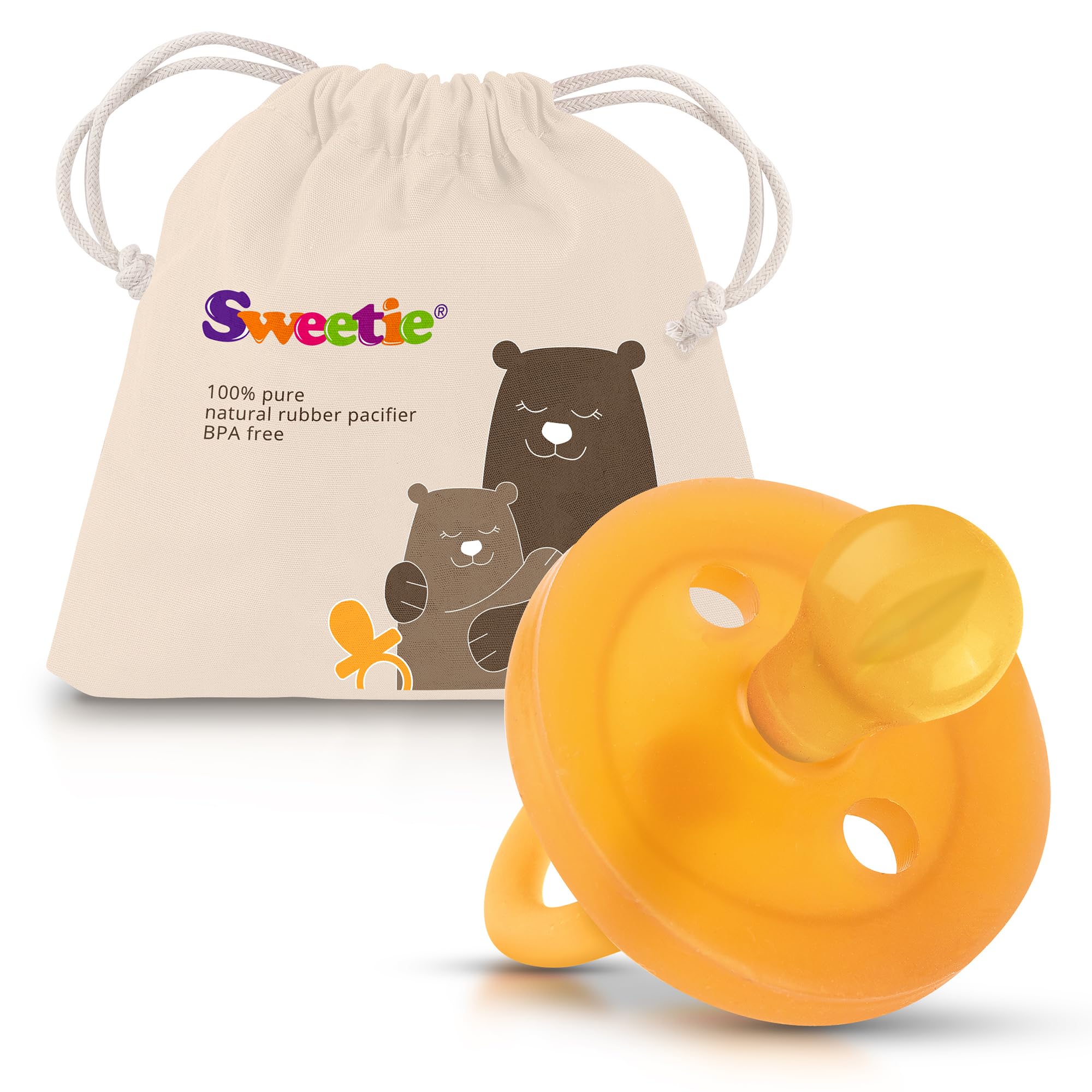 SWEETIE Natural Rubber Pacifier — One-Piece, Gum-Safe