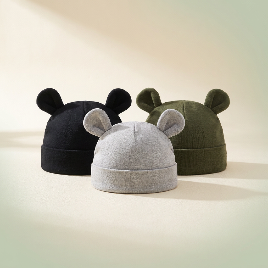 Bear-Ear Baby Hats 3-Pack — Cosy & Cute