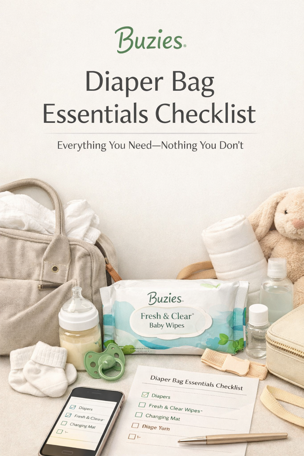 Bubzies Diaper Bag Essentials Checklist