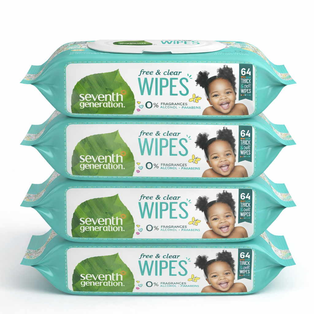 Seventh Generation Baby Wipes - Unscented (4 Pack-64 Count )