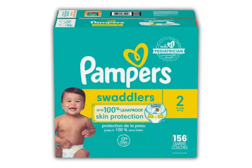 Pampers Swaddlers Diapers - Size 2 One Month Supply (156 Count) Soft Disposable Baby Diapers
