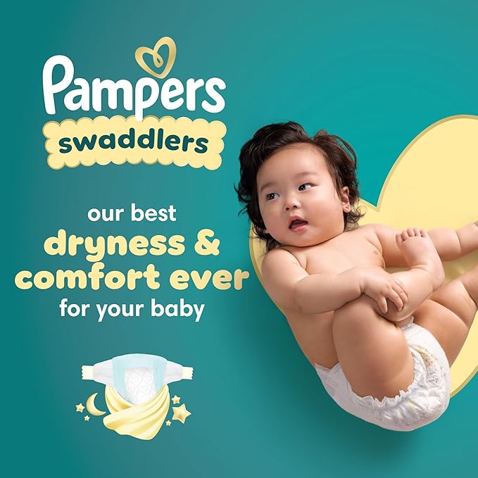 Pampers Swaddlers Diapers - Size 2 One Month Supply (156 Count) Soft Disposable Baby Diapers