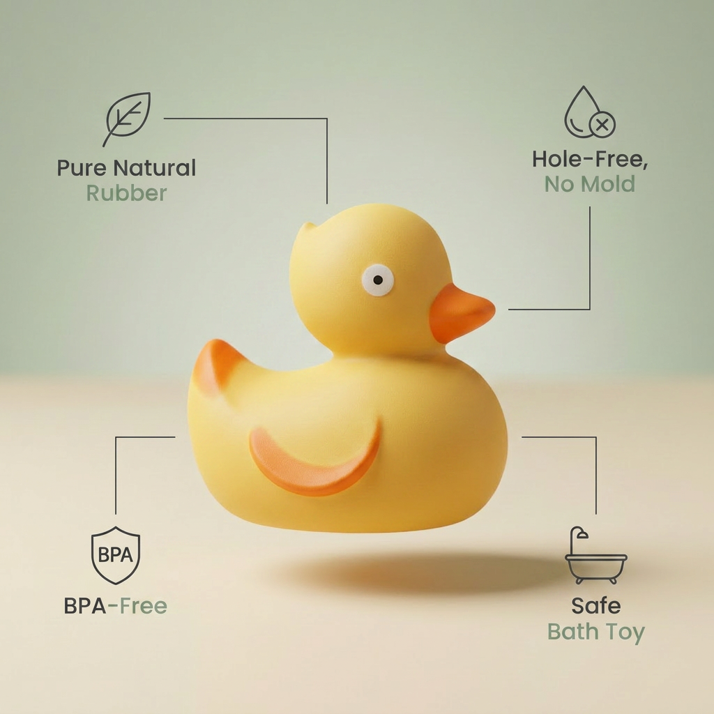 CaaOcho Natural Rubber Ducky — Mold-Free Bath Toy