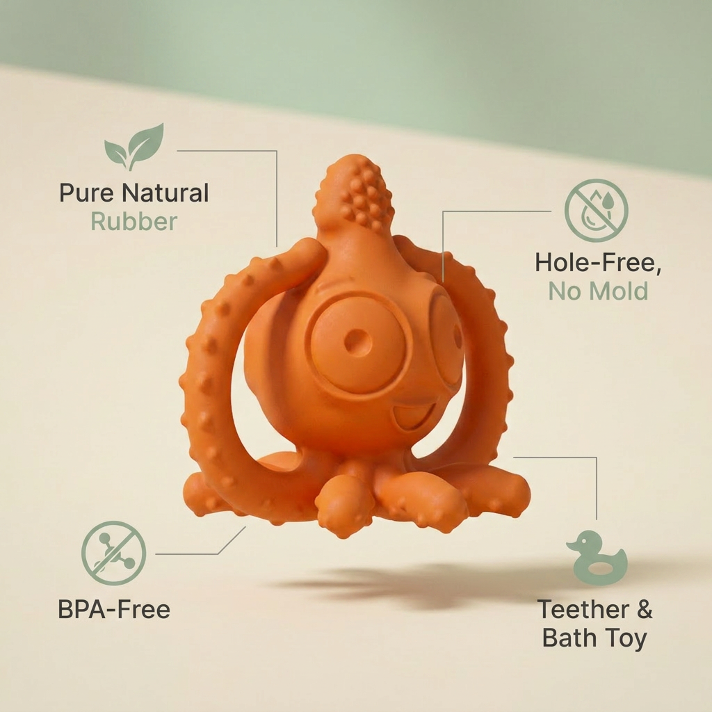 CaaOcho Squid Teether — Mold-Free Gum Massager