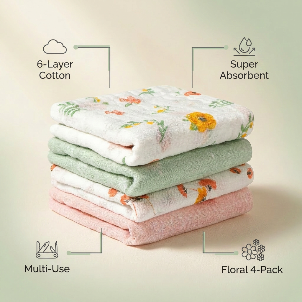 Viviland Burp Cloths — Super-Absorbent (4-Pack)