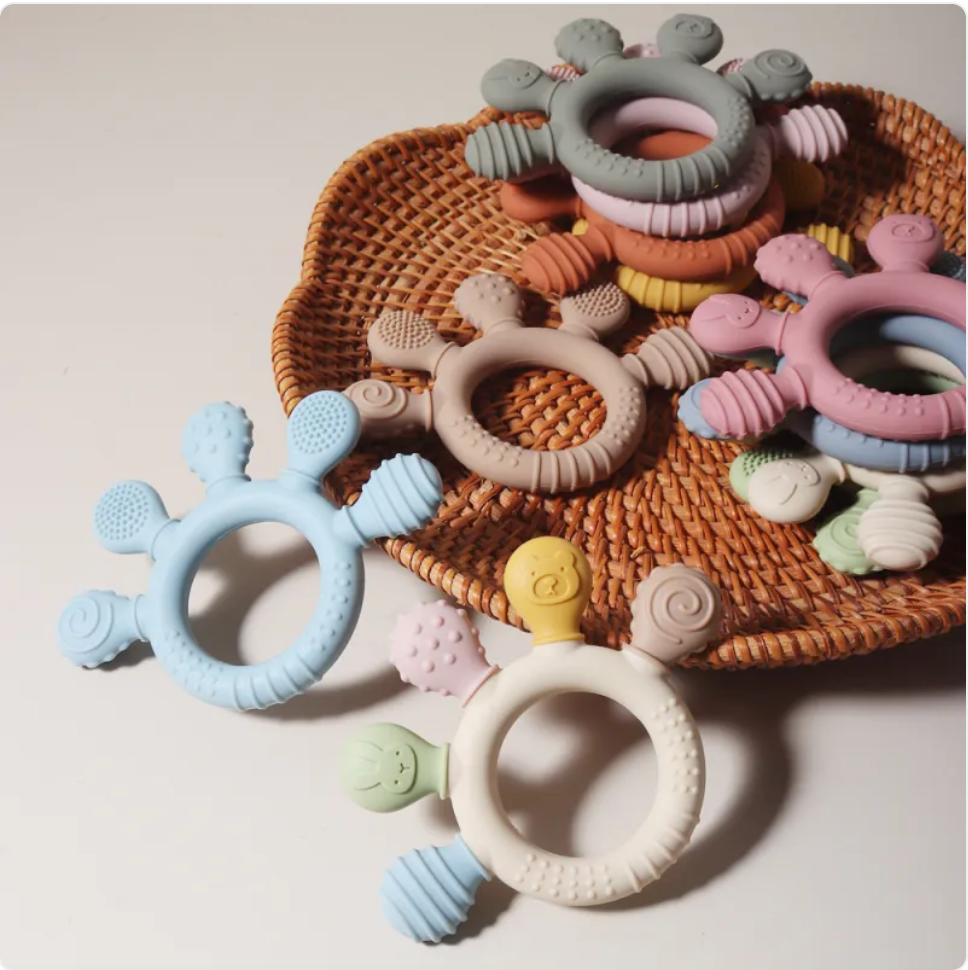 Silicone Hand Teether — Easy-Grip Gum Relief