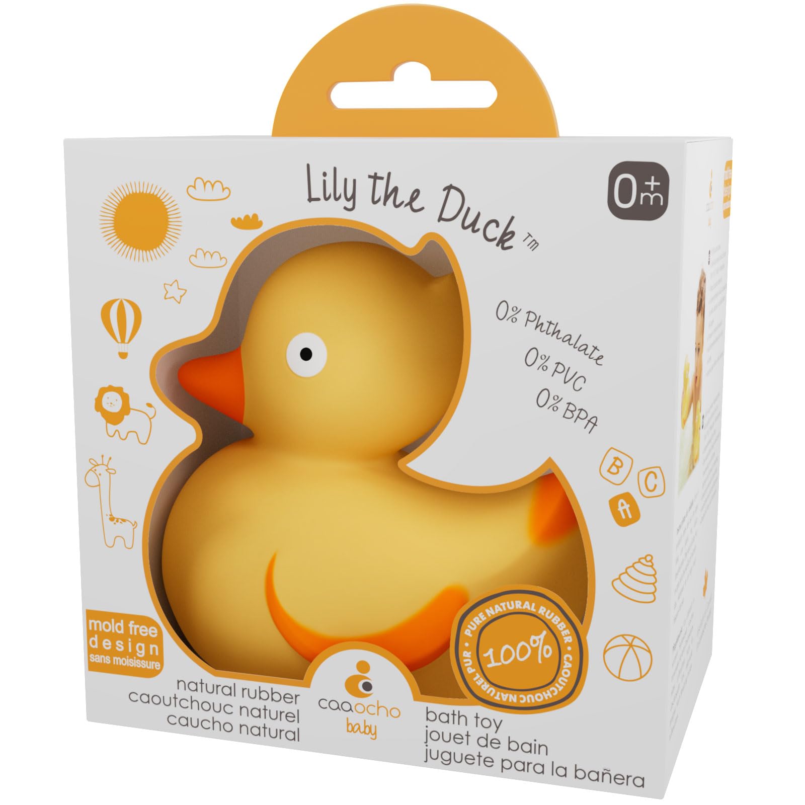 CaaOcho Natural Rubber Ducky — Mold-Free Bath Toy