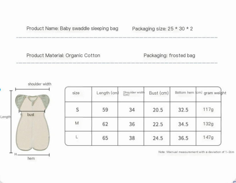 Organic Cotton Sleep Bag & Swaddle — Cosy, Safe Sleep