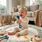 Baby playing with rattle toy - lifestyle