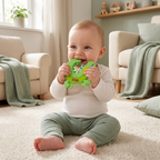 Baby teething with crocodile teether - lifestyle