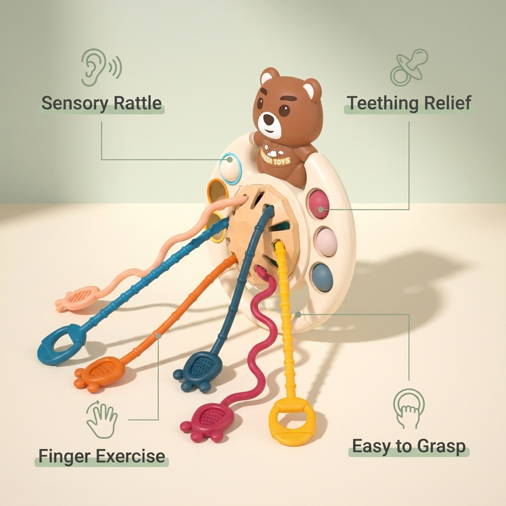 Baby rattle set features infographic