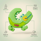 Crocodile teether features infographic