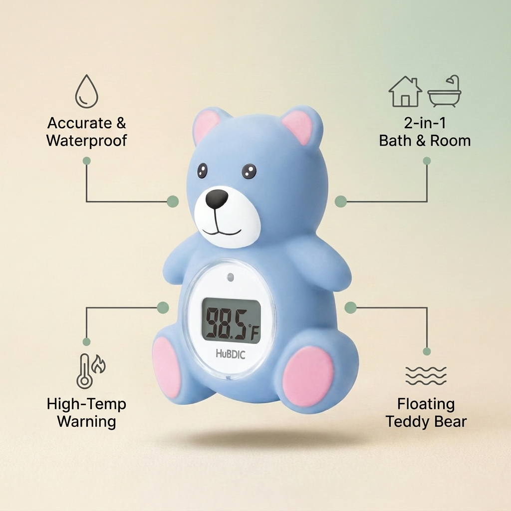 Bath thermometer features infographic
