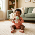 Baby self-feeding with handled bottle - lifestyle