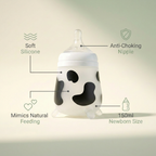 Silicone newborn bottle features infographic