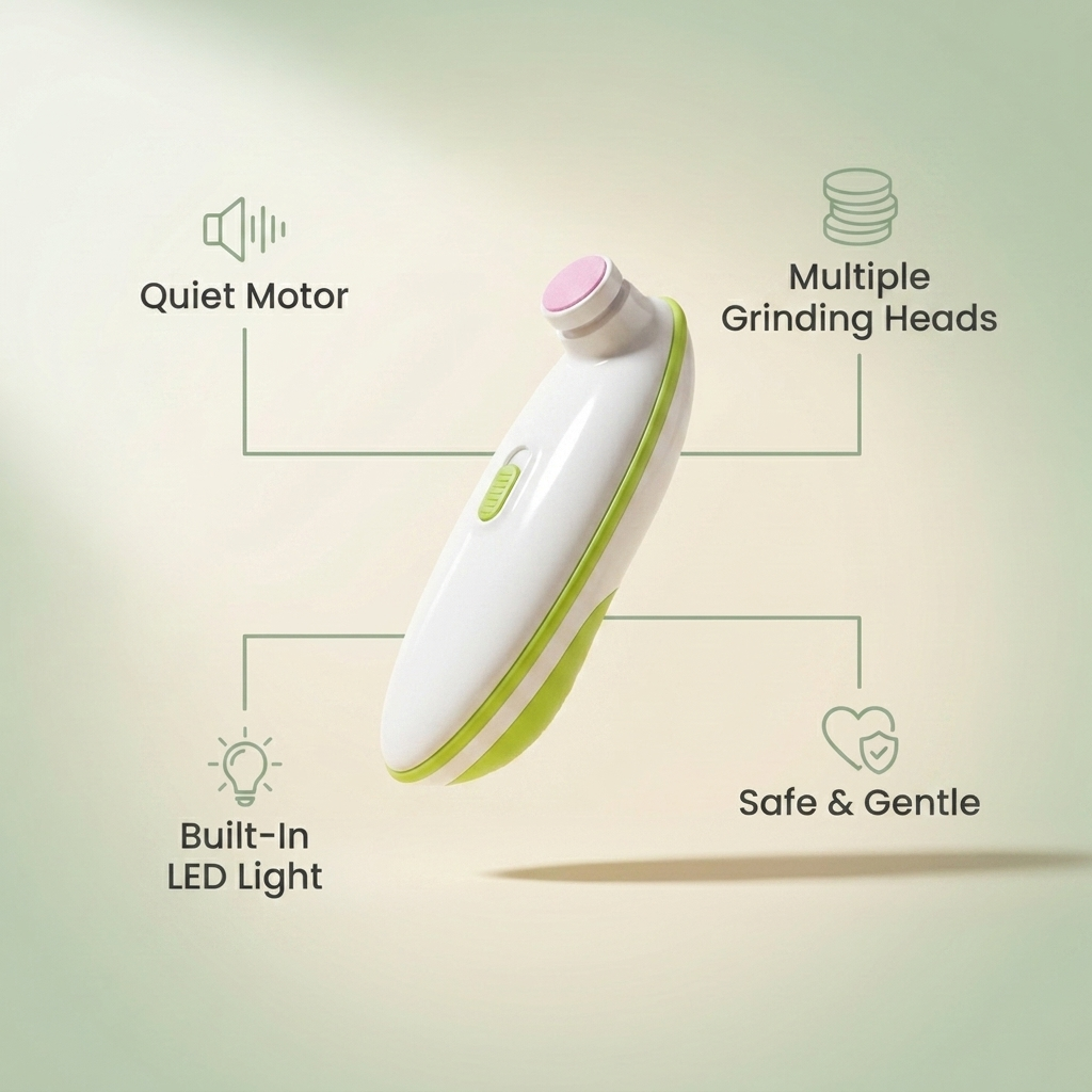 Electric nail grinder features infographic