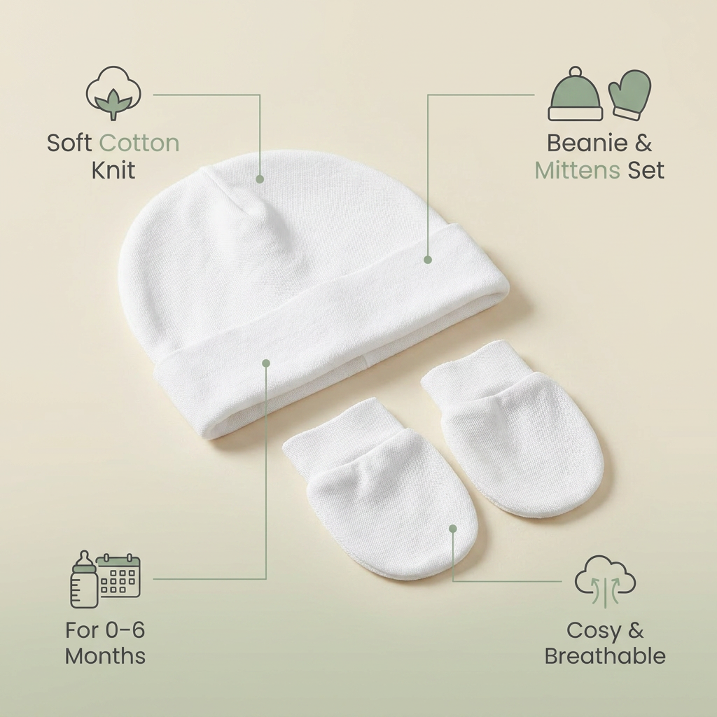 Zando Baby Hat & Mitten Set — Warm & Anti-Scratch