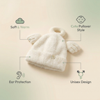 Cream Pullover Baby Hat — Warm, Cosy Ear Cover