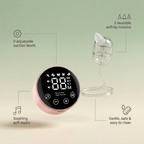 Bubzies nasal aspirator features: 9 suction levels, soothing music, 3 reusable nozzles