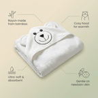 Bubzies hooded towel features: bamboo rayon, ultra-soft, cosy hood, gentle on skin