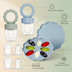Bubzies fruit feeder features: food-grade silicone, anti-choke design, soothes sore gums, easy to clean