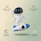 Bubzies astronaut projector features: nebula light show, Bluetooth speaker, app and remote control, night light