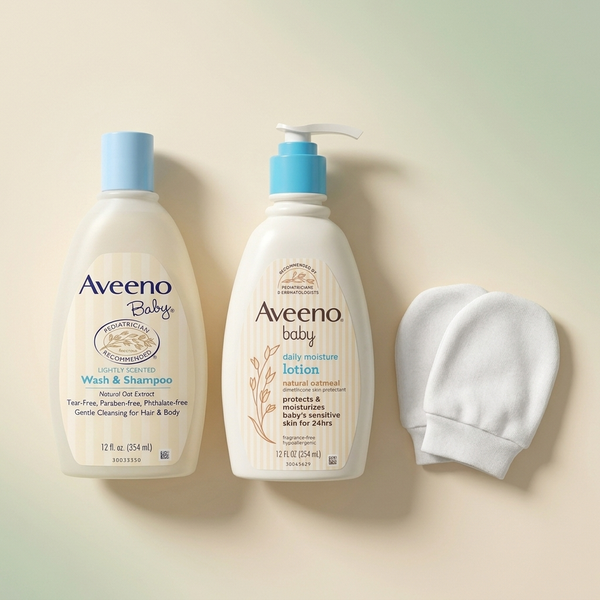 Bubzies Sensitive-Skin Rescue Bundle - Aveeno wash, Aveeno lotion and eczema mittens