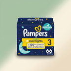 Pampers Swaddlers Overnights Size 3 diapers pack on sage and cream background — Bubzies